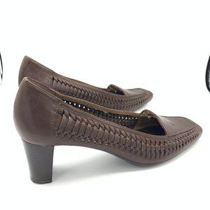 Vintage Etienne Aigner Woven Brown Leather Pumps